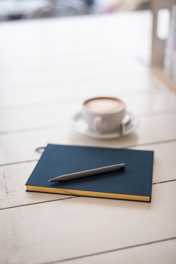 A notebook on a table